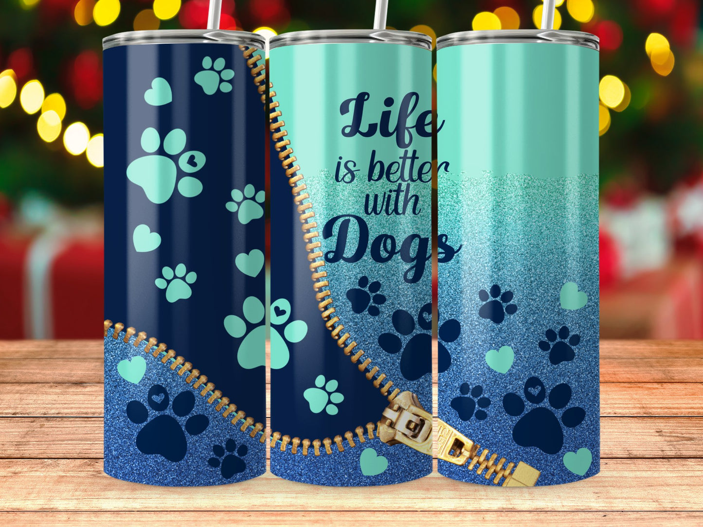 Life is Better with Dogs Blue Paw Print product type
