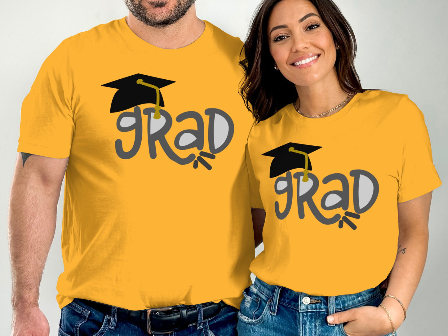 Grad Couple Yellow Graphic Tees Matching Product Type