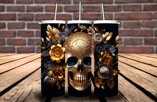 3D Golden Skull 90885 Tumbler