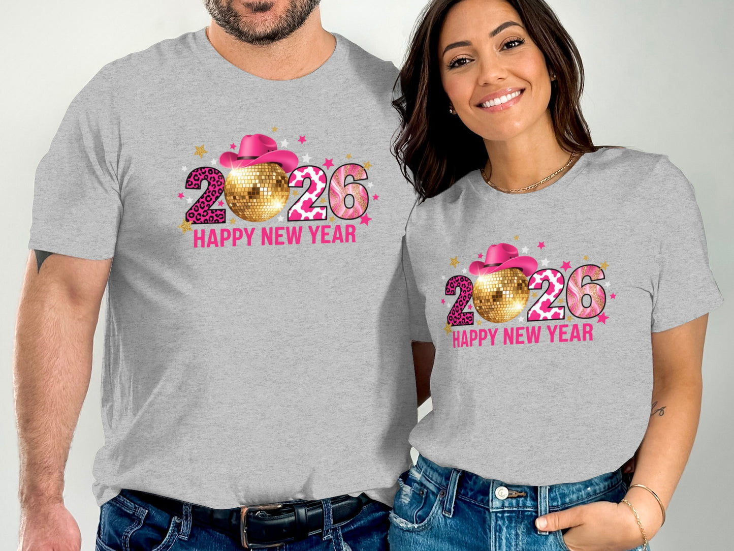 2026 Happy New Year Glitter Hat and Stars Shirt