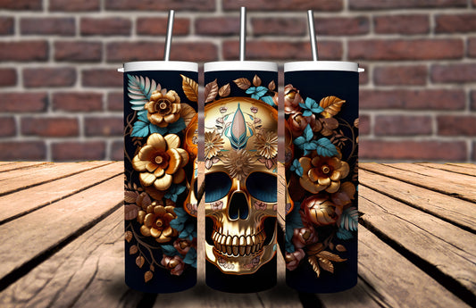 3D Golden Skull 90887 Tumbler