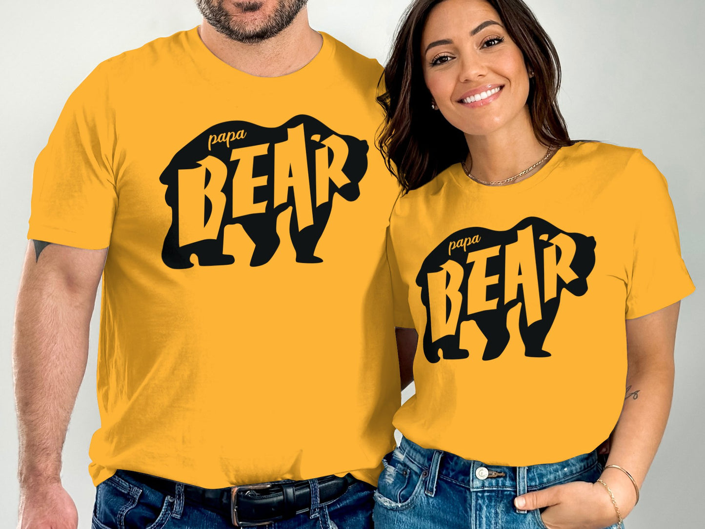 Matching yellow papa bear t-shirts for family product