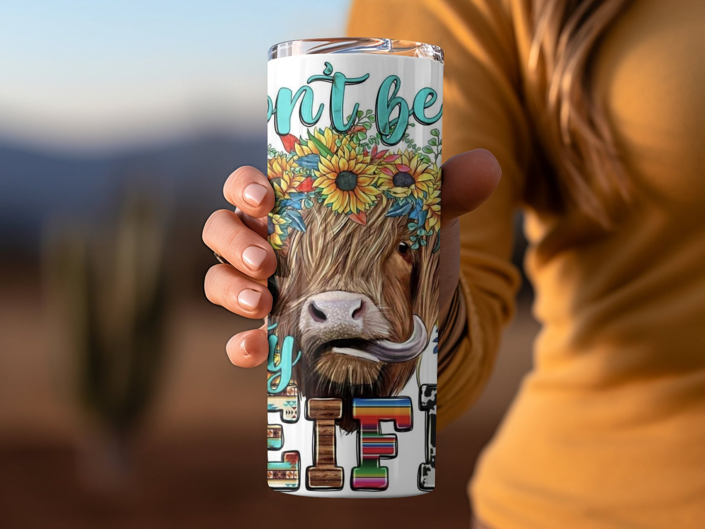 Vibrant Floral Highland Cow Insulated Tumbler product