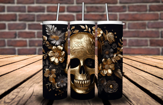 3D Golden Skull 90889 Tumbler