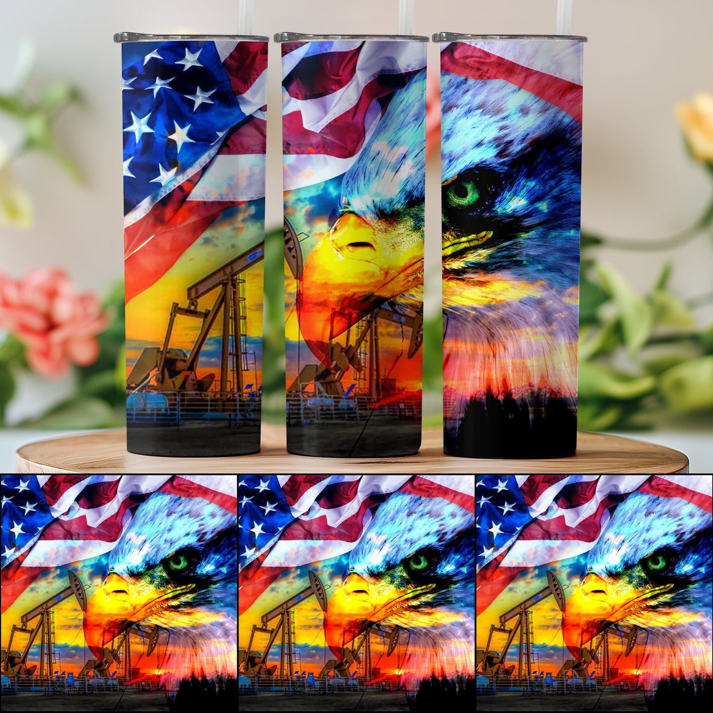 Patriotic Eagle and Flag Tall Tumbler product type