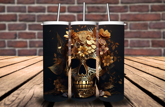 3D Golden Skull 90891 Tumbler