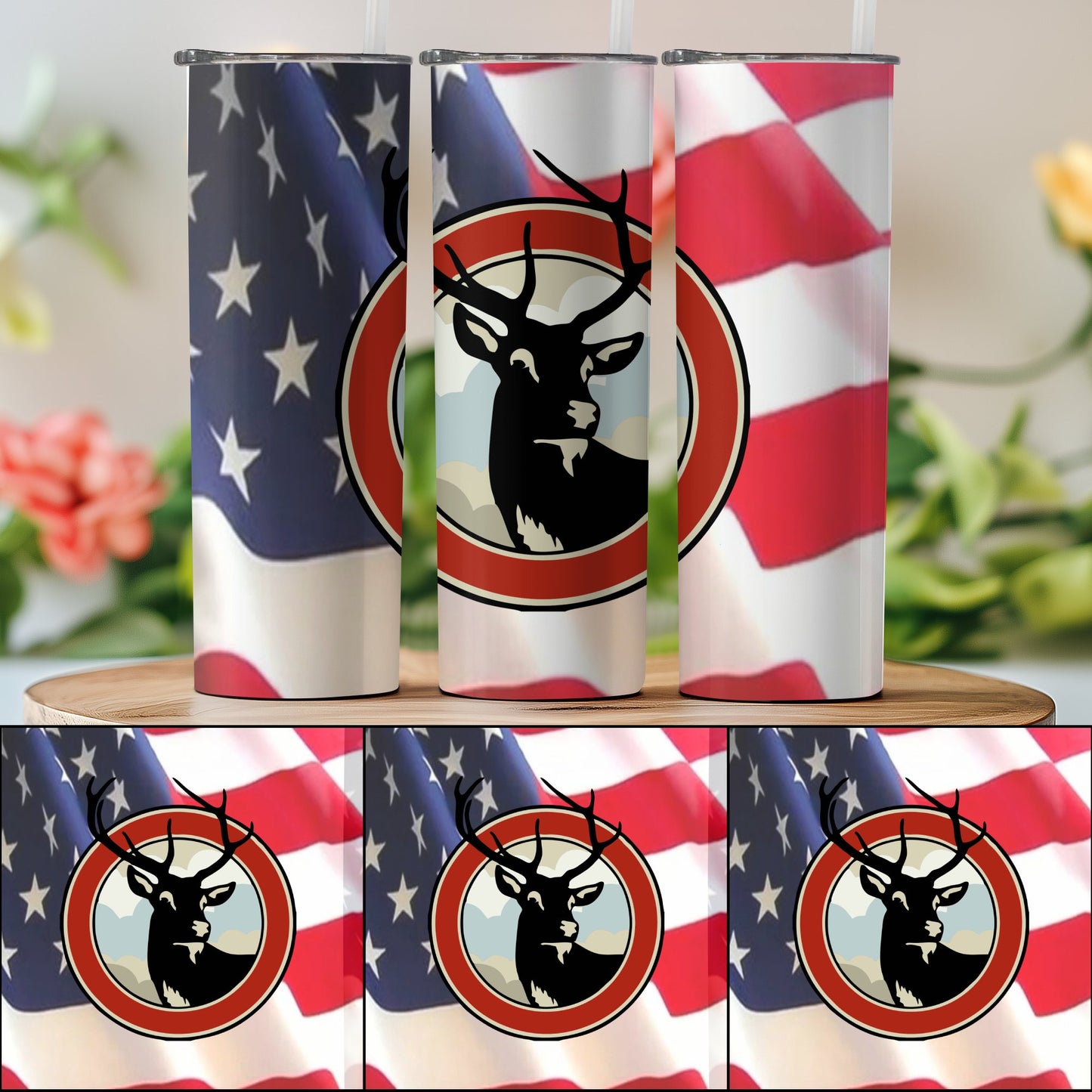 Patriotic Deer American Flag Design Tumbler product type