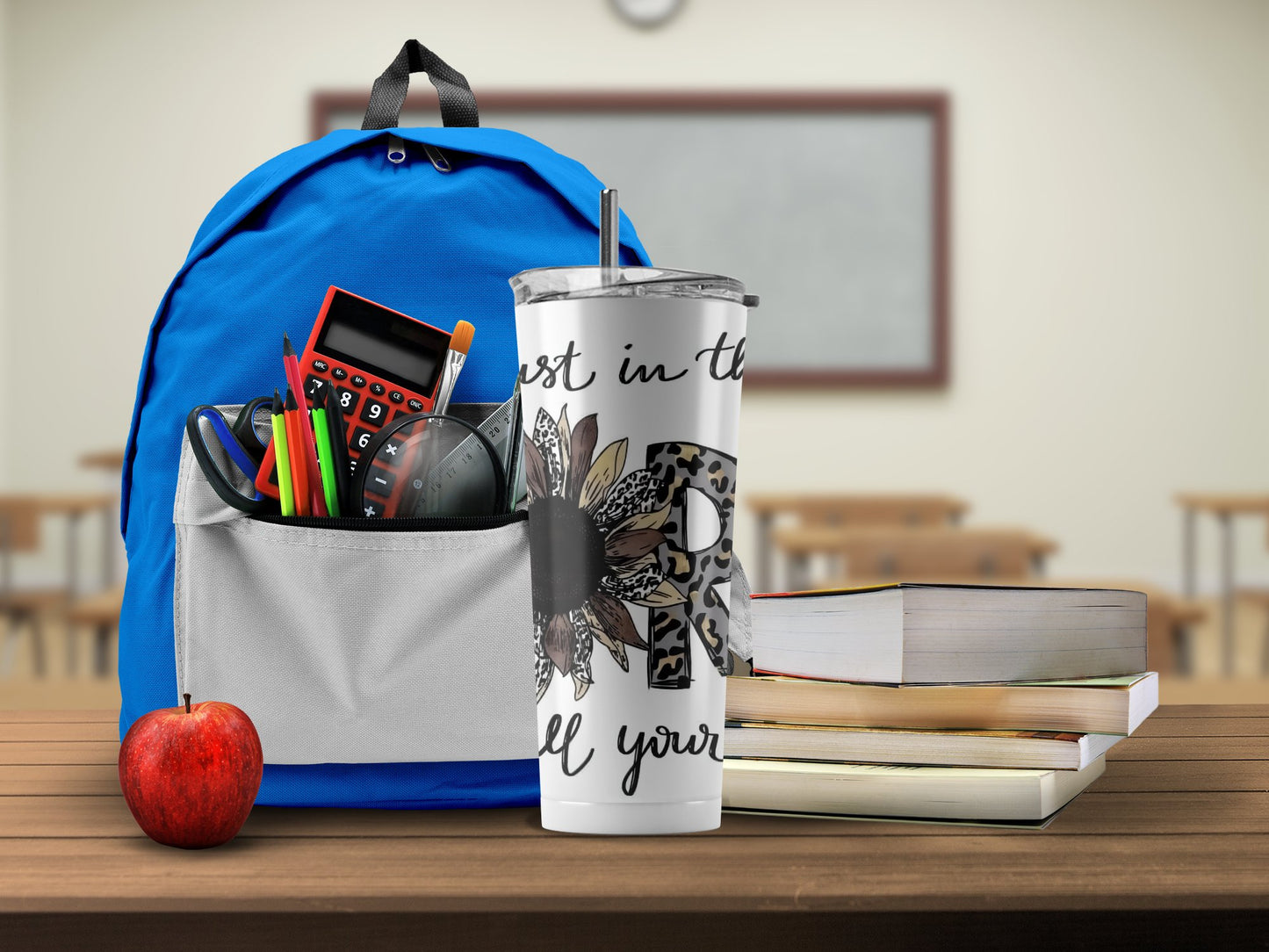 Stylish Blue Backpack with School Supplies product