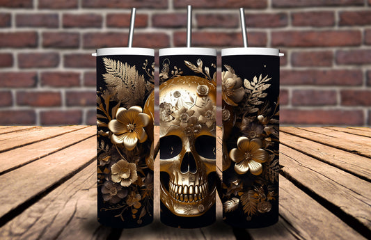 3D Golden Skull 90893 Tumbler