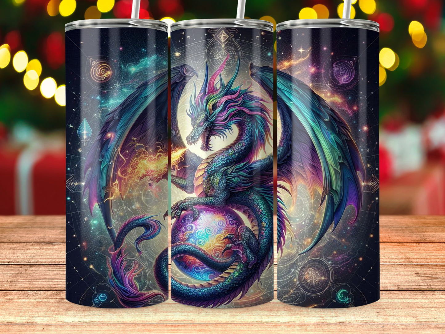 Enchanted Dragon Artwork Travel Mug Design product type