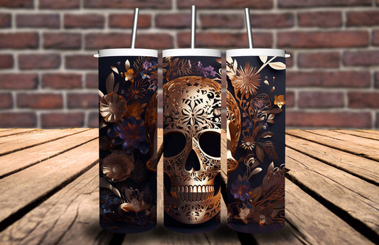 3D Golden Skull 90895 Tumbler