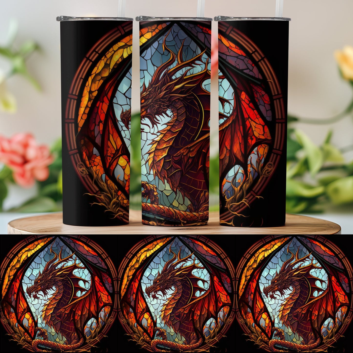 Stained Glass Dragon Artwork Tumblers for Unique product type