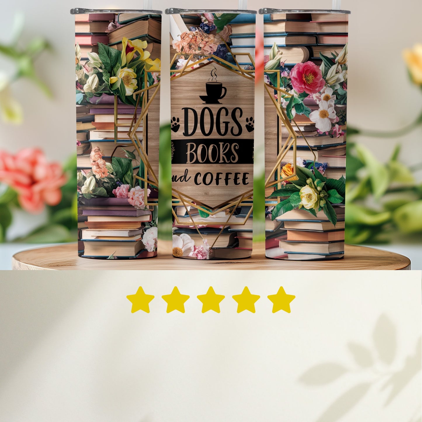 Dogs Books and Coffee Tumbler Product