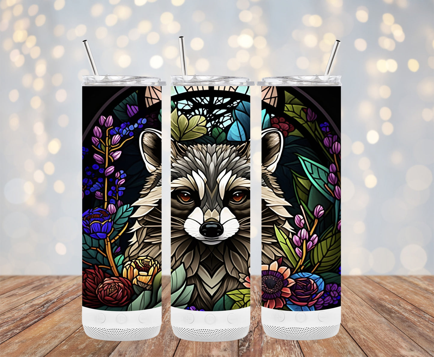 Colorful Artistic Raccoon Floral Decor Tumbler product type