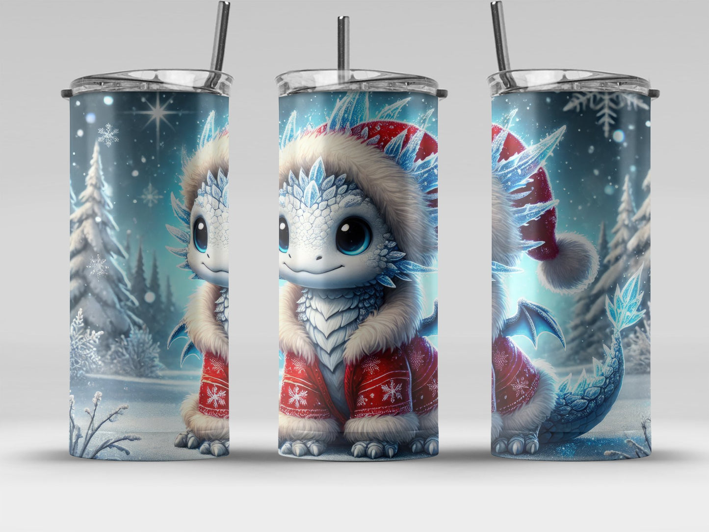 Cute Snowy Baby Dragon Christmas Tumbler product