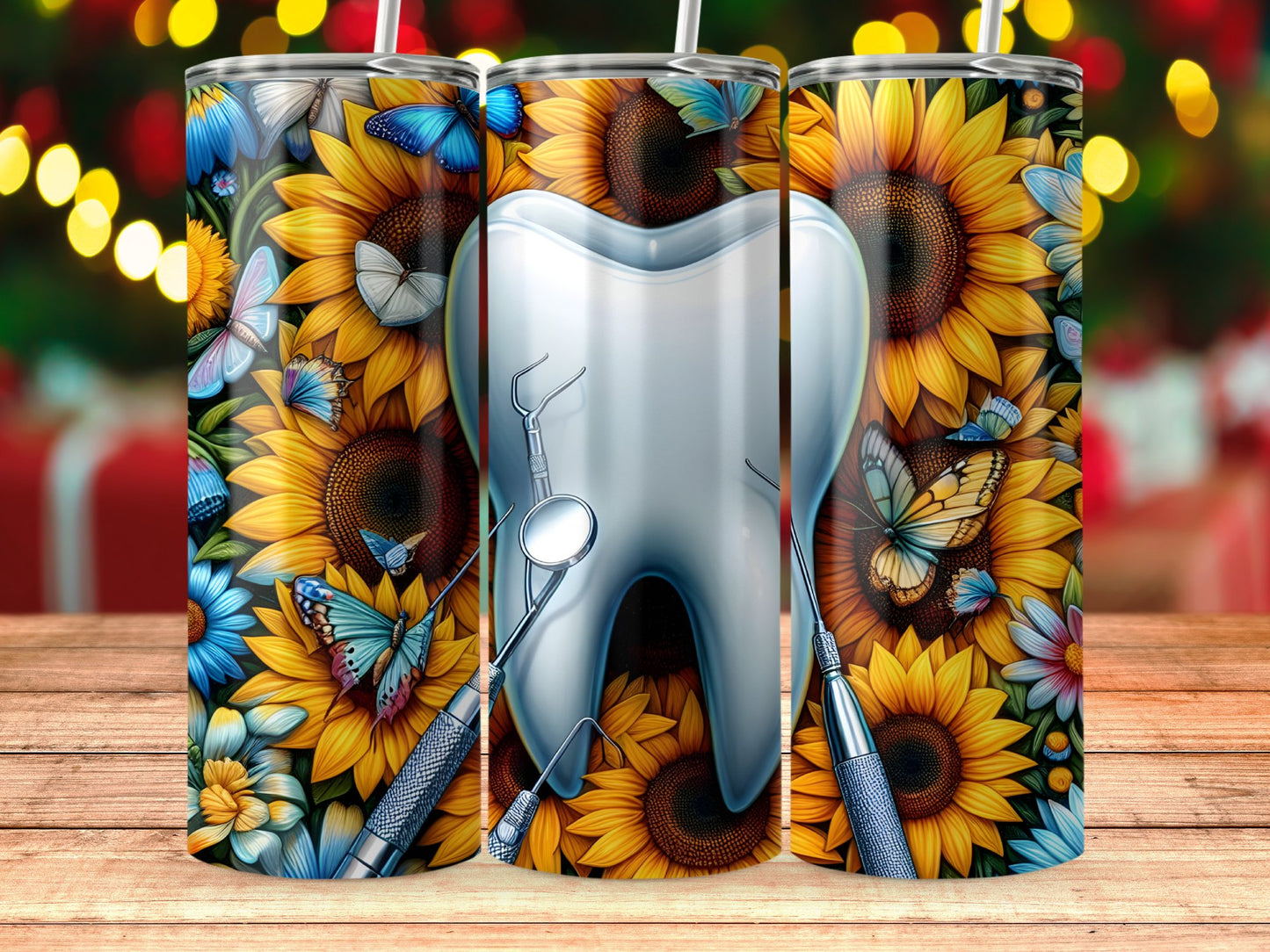 Beautiful Sunflowers Butterflies and Dental Tools product
