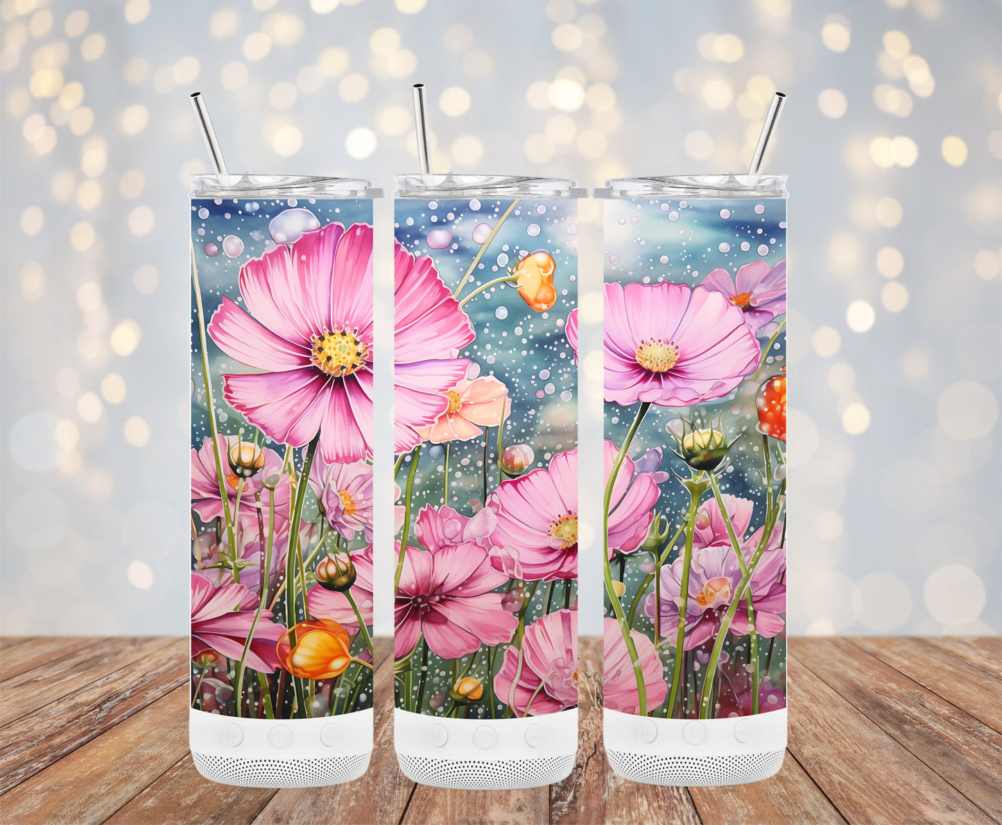 Beautiful Pink Floral Design on Tumbler Cup product