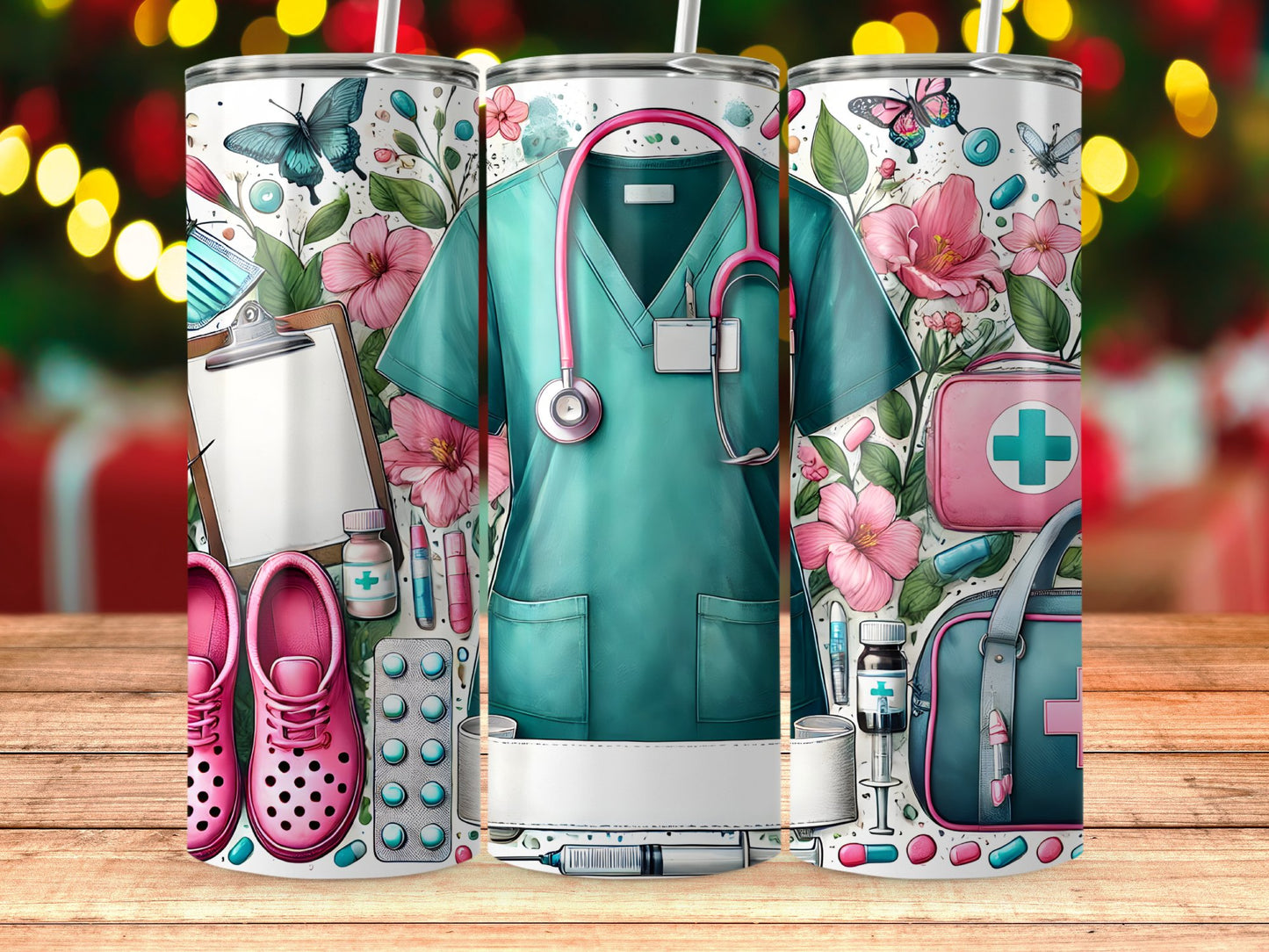Cute Christmas Themed Nurse Sublimation Tumbler product type