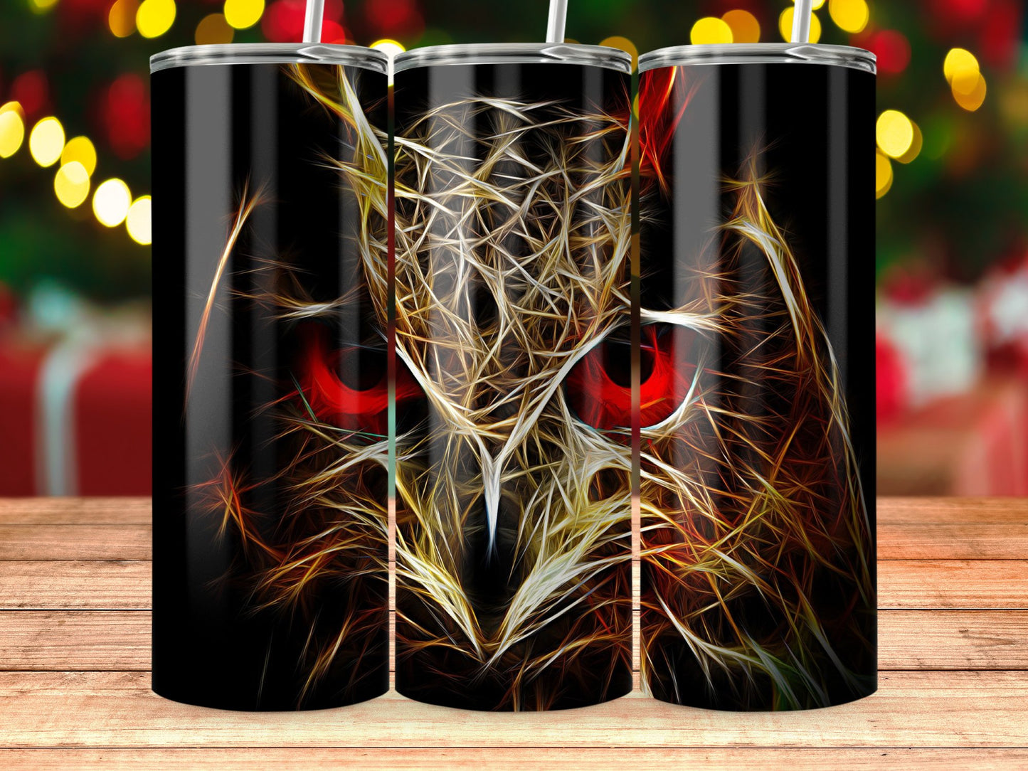 Striking Electric Owl Design Stainless Tumbler product
