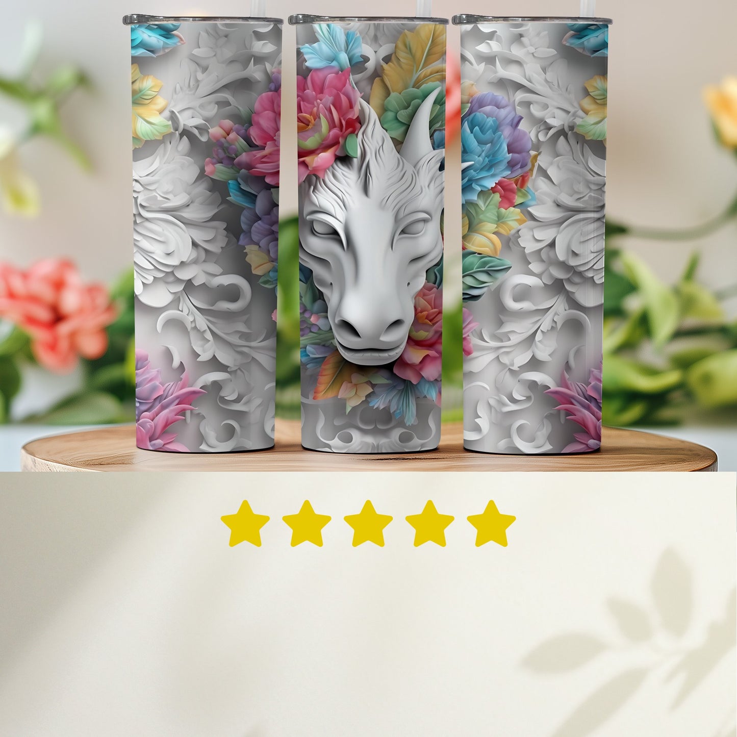 Fantasy 3D Floral Animal Art Thermos Tumbler product