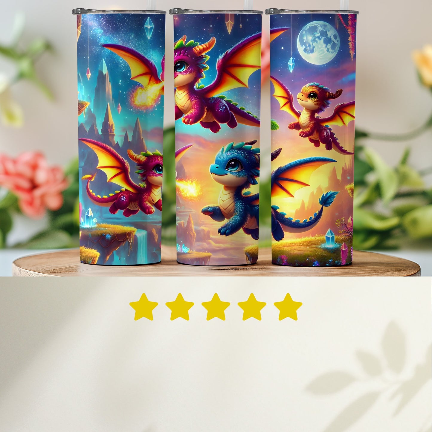 Fantasy Dragon Night Sky Themed Insulated Tumbler product
