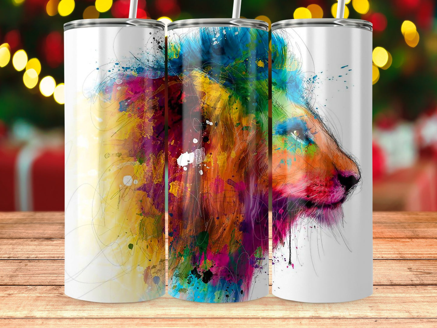 Colorful Abstract Lion Tumbler Vibrant Artwork product type