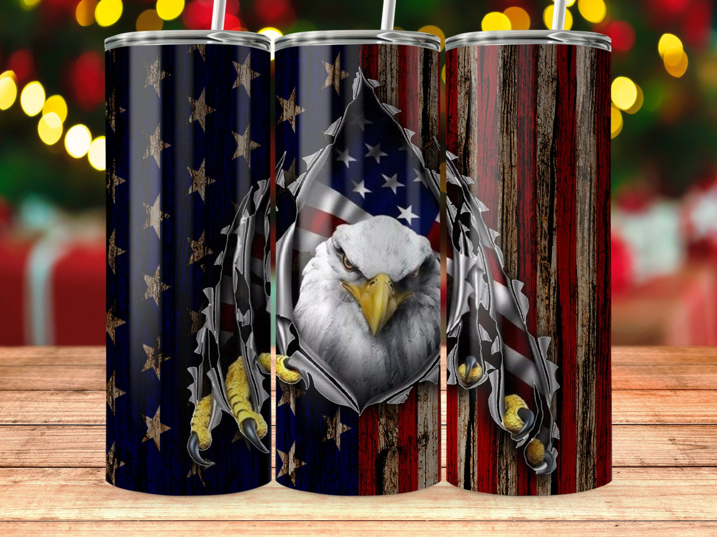 Bold Patriotic Eagle and Flag Design Tumbler product