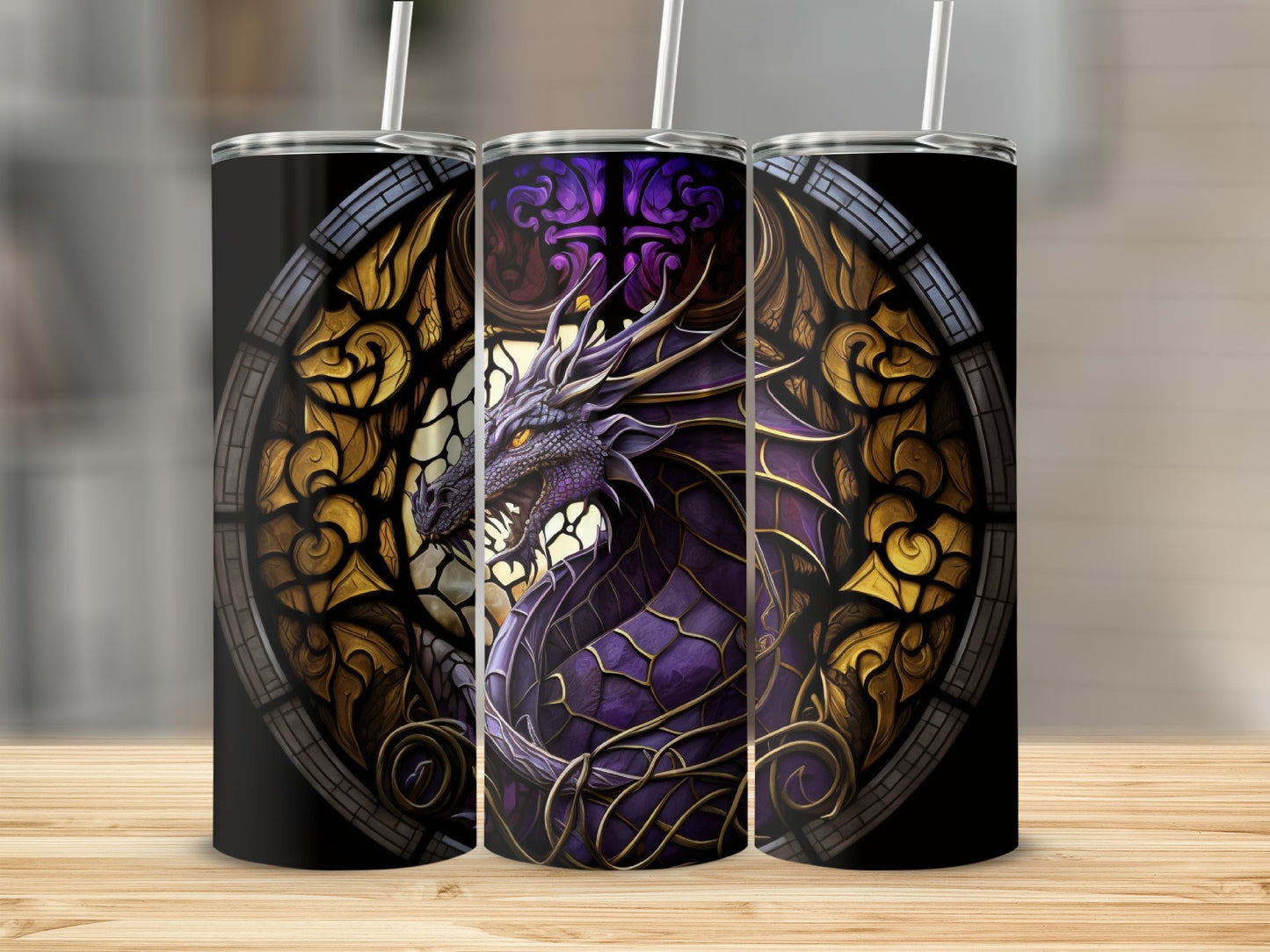 Gothic Dragon Art Stained Glass Tumbler product