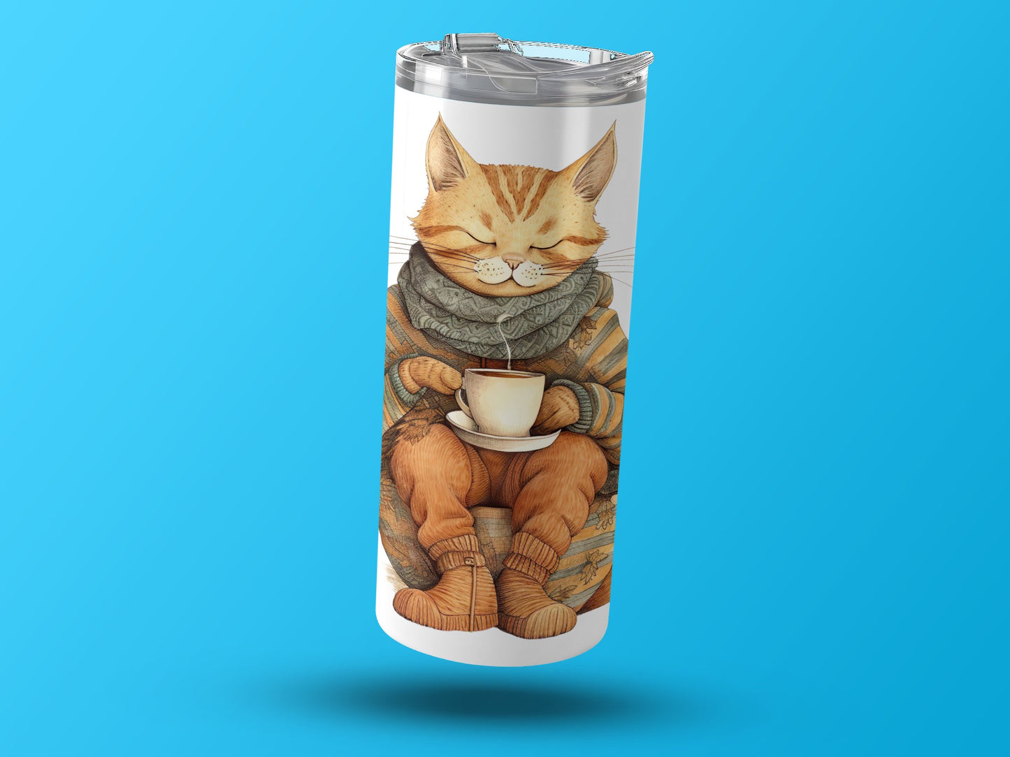 Sleepy Cat with Tea Tall Travel Mug product