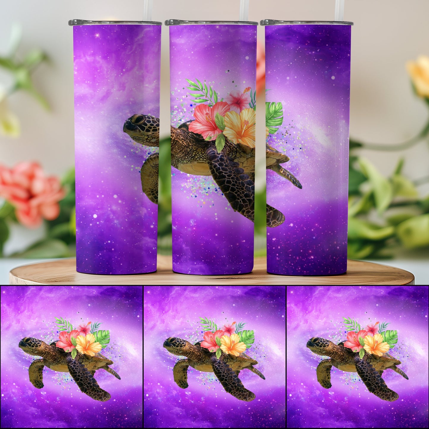 Sea Turtle Floral Design Tumbler Drinkware product type
