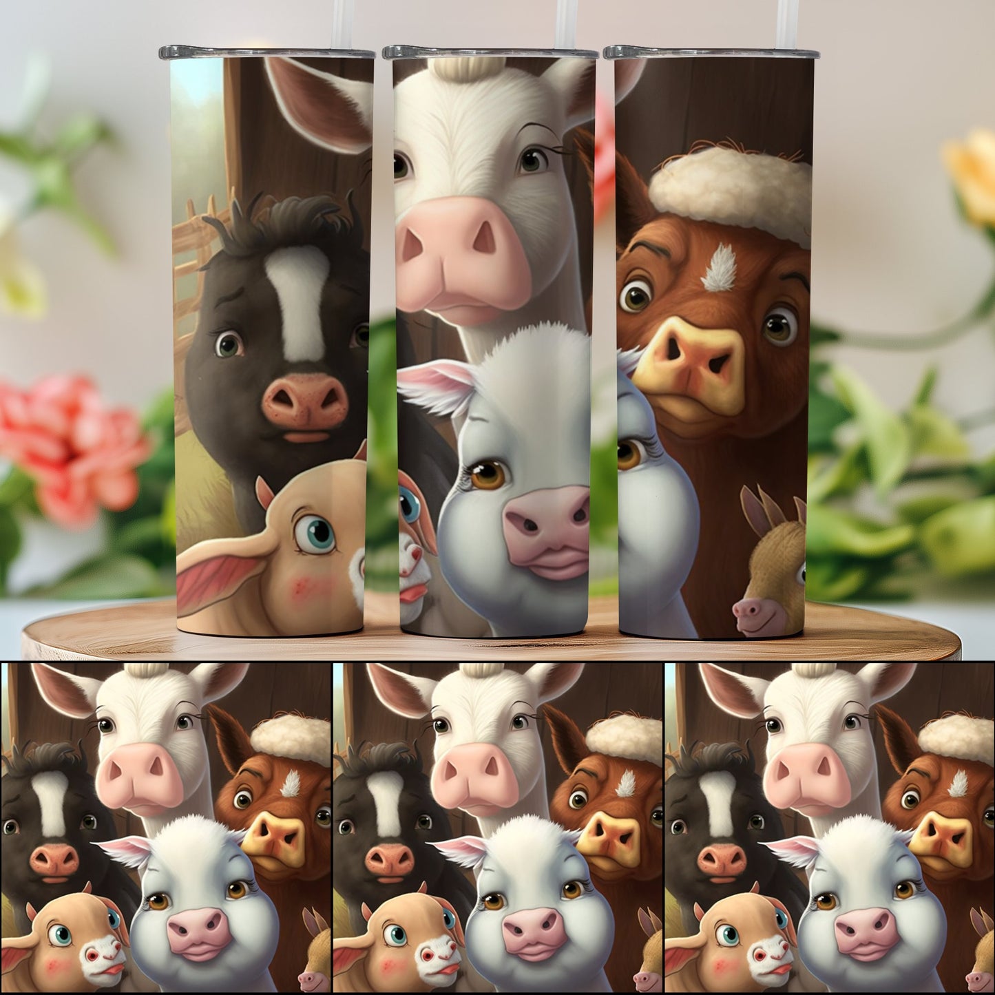 Adorable Farm Animals Design Tumbler Drinkware product type