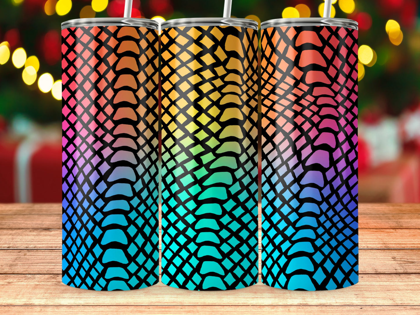 Vibrant Multicolor Snake Skin Pattern Tumbler product