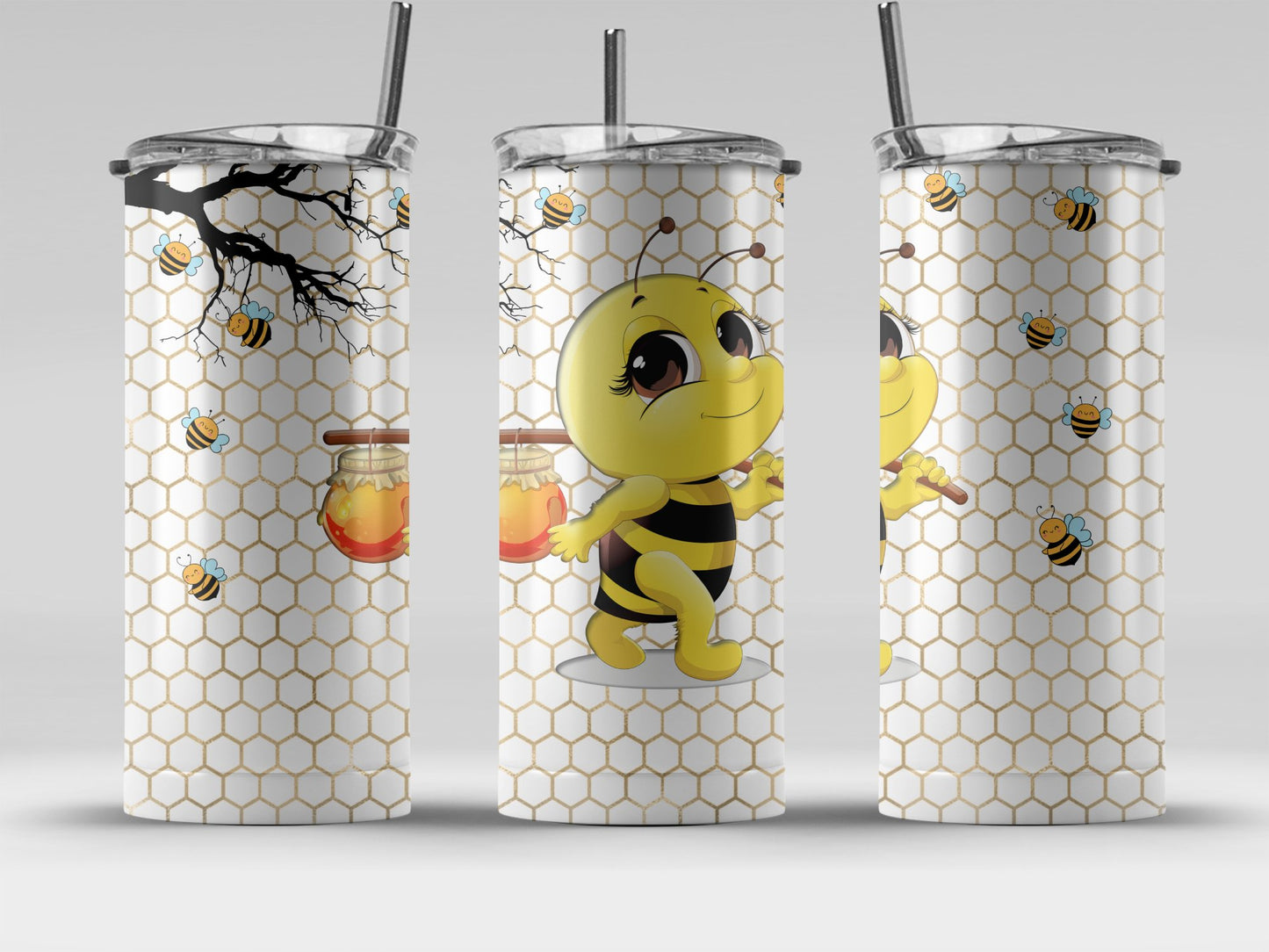 Cute Honeybee and Honeycomb Patterned Tumbler product