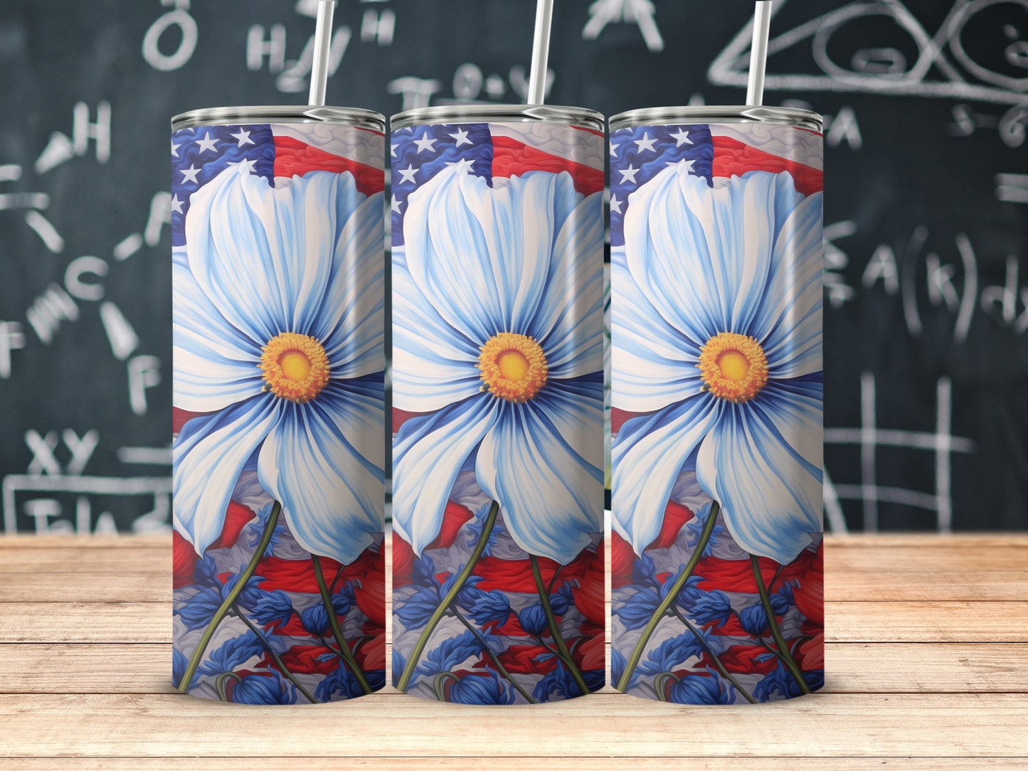 Floral and American Flag Design Tumbler product
