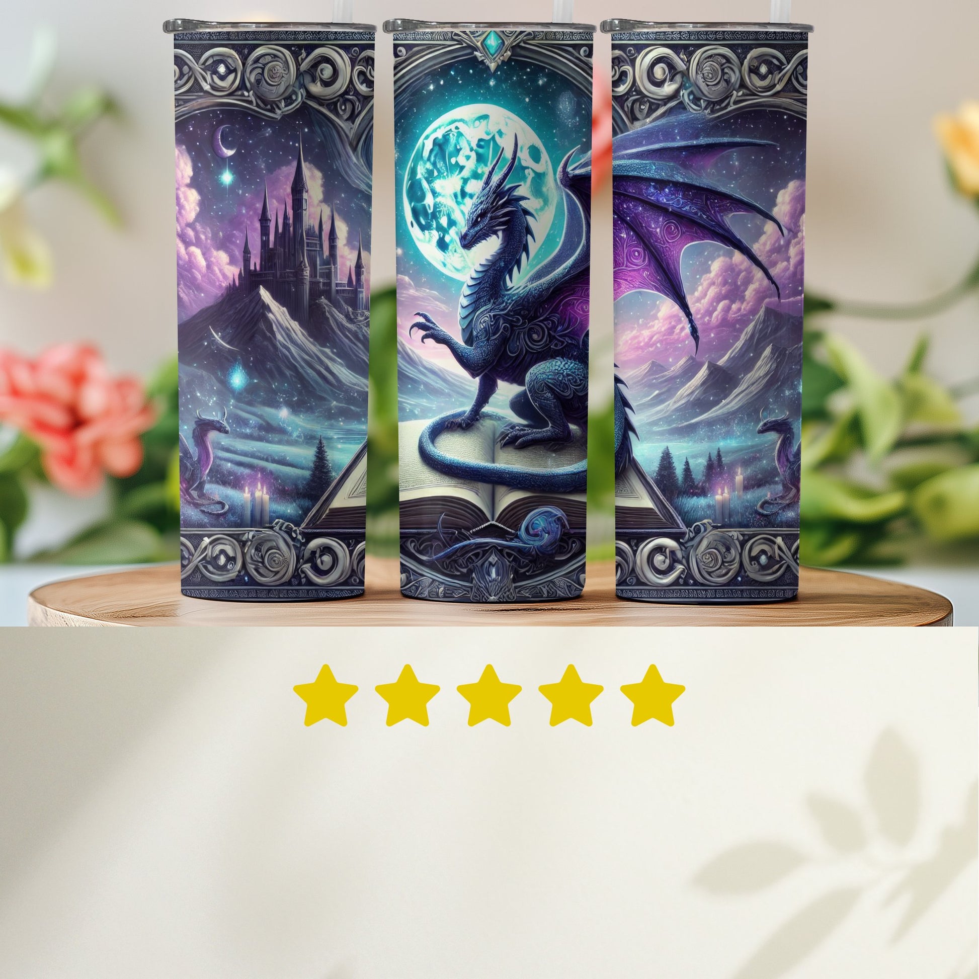 Enchanted Dragon Castle Fantasy Scene Tumbler product