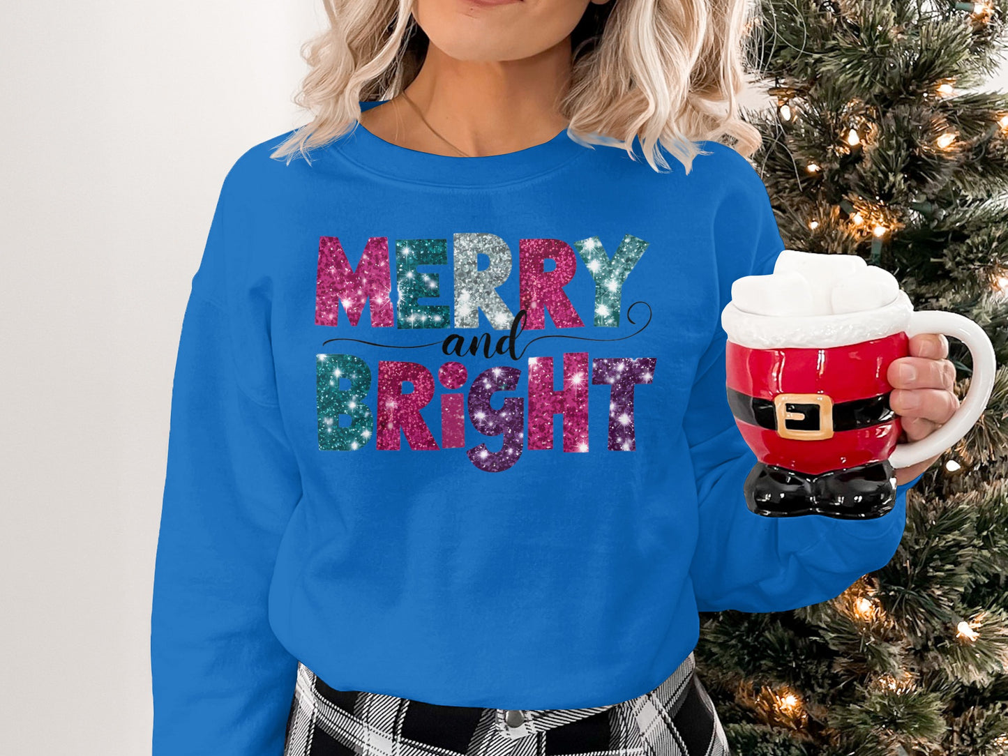 Merry and Bright Sweatshirt Festive Holiday Apparel