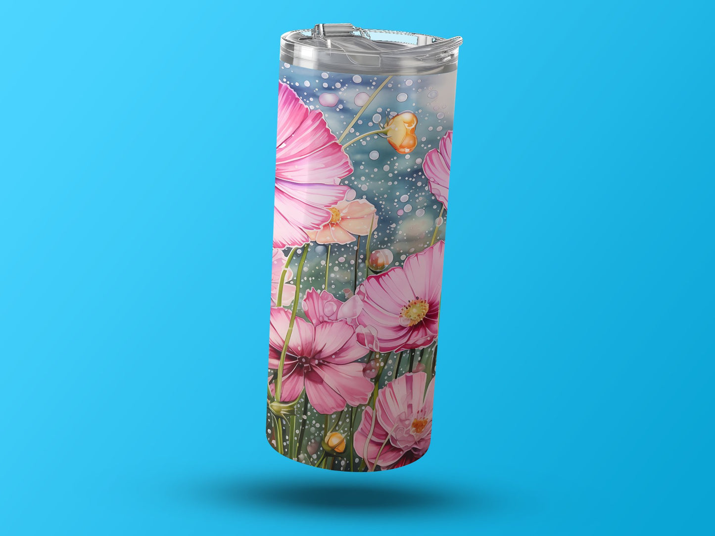 Vibrant Pink Floral Design Insulated Tumbler Product
