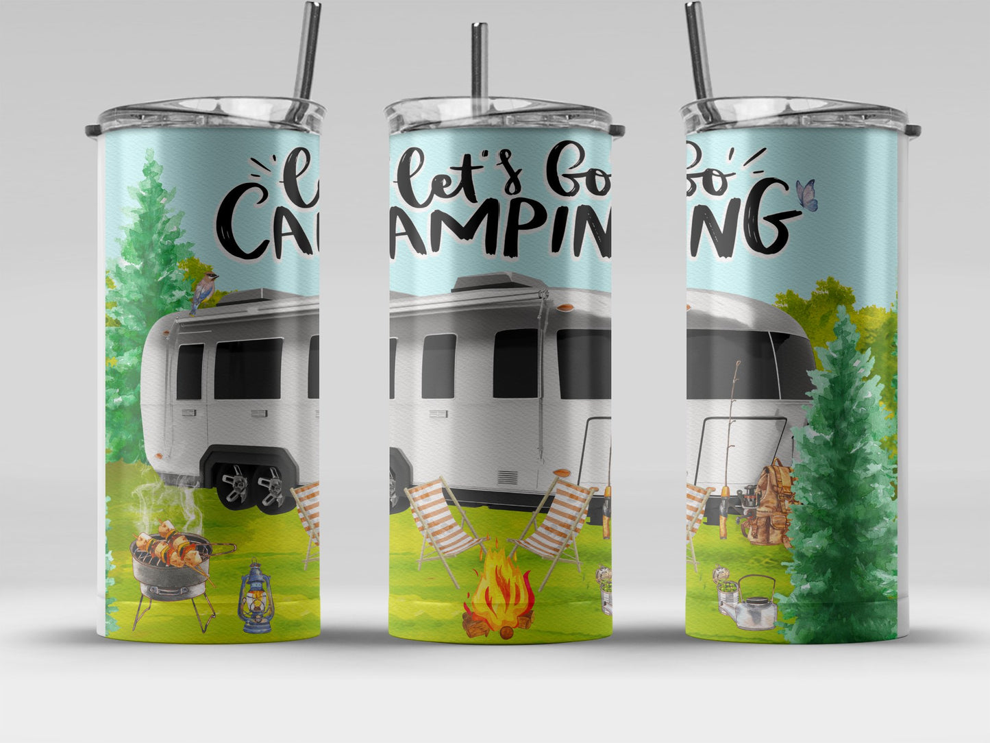Let's Go Camping Graphic Travel Tumbler product type
