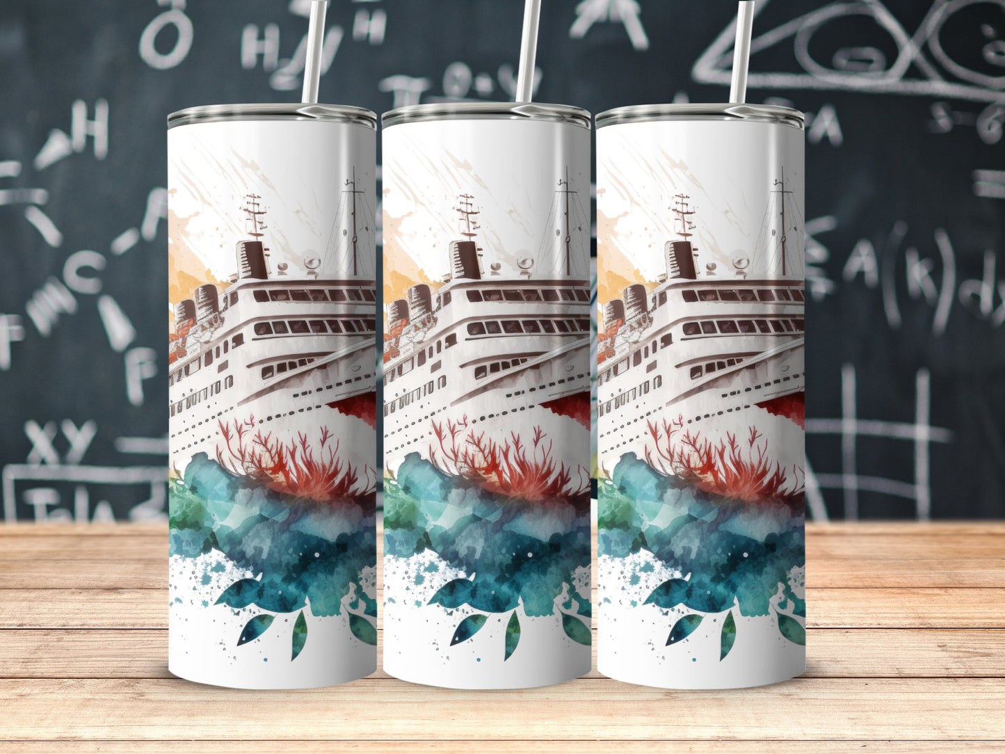 Cruise Ship Design on White Background Tumbler product type