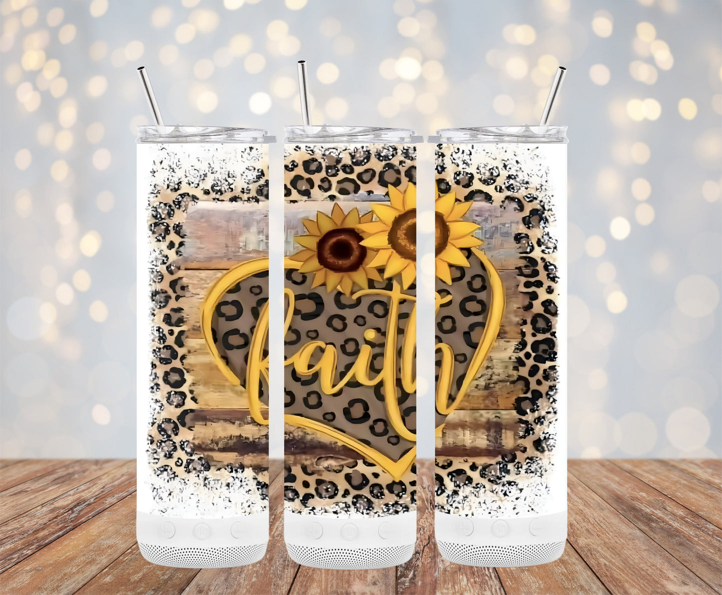 Faith Sunflower Leopard Print Tumbler Sublimation product