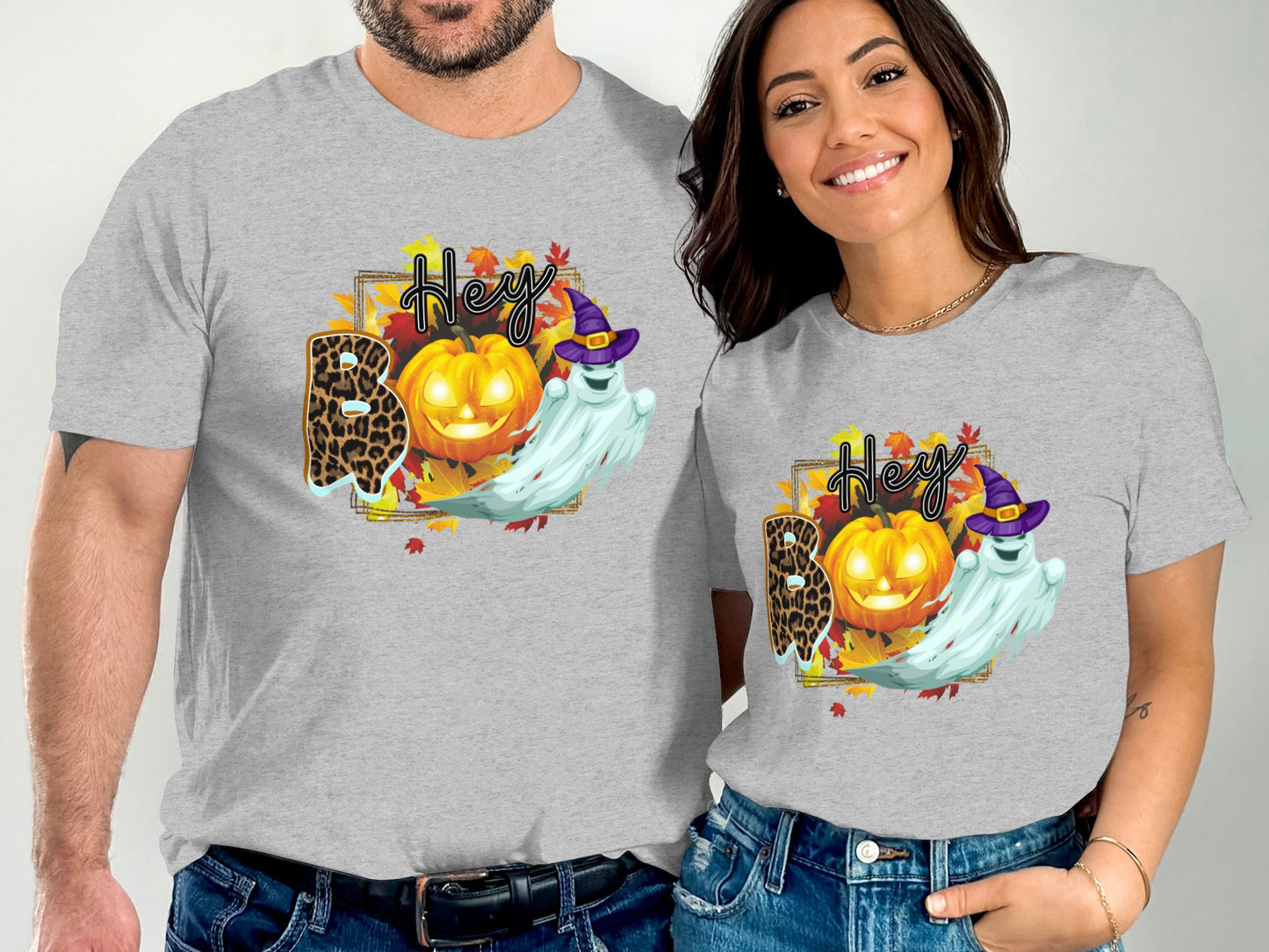 Cute Hey Boo Graphic Halloween Ghost T-Shirt product type