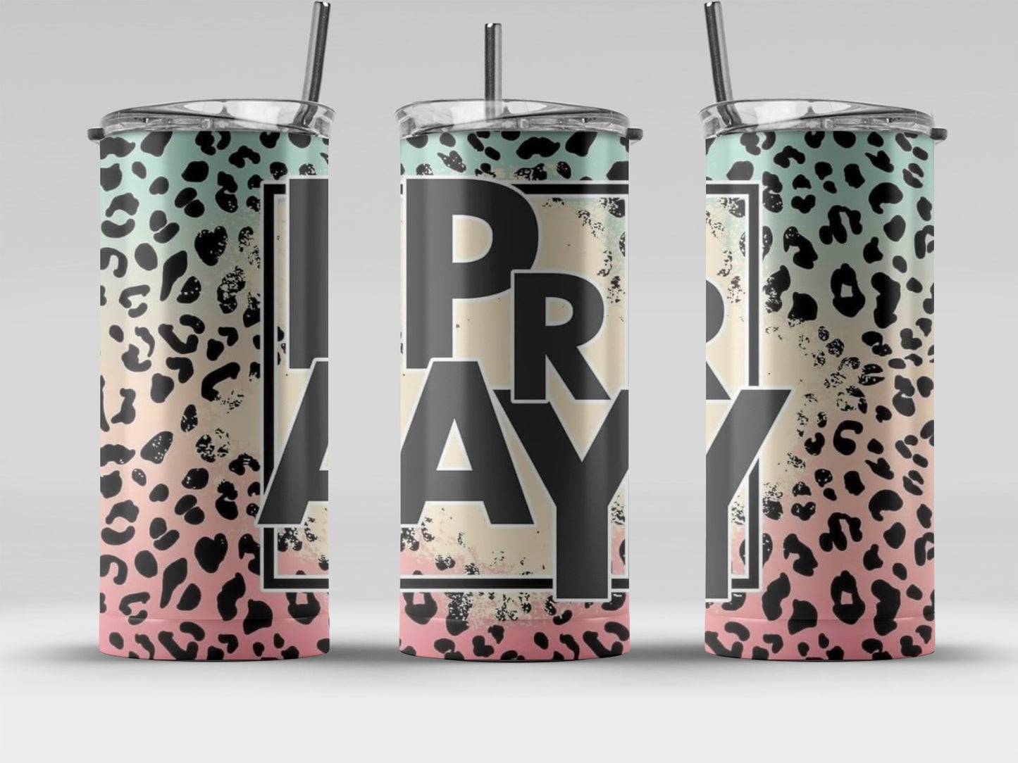 Colorful Leopard Print Pray Tumbler Cup product