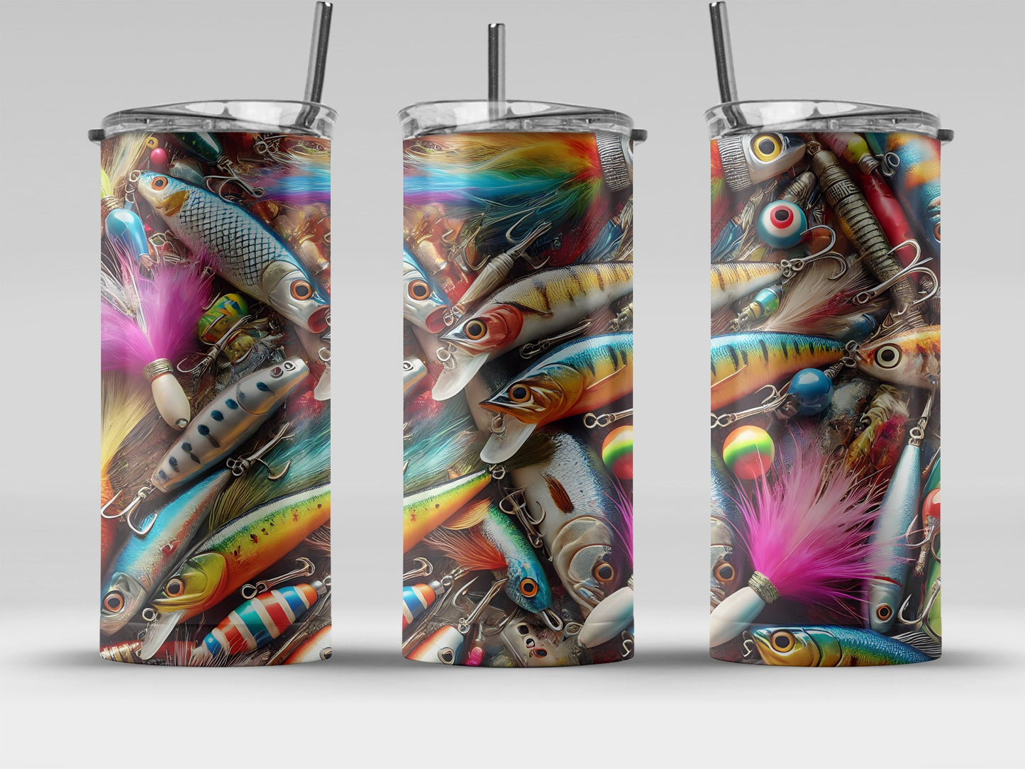 Colorful Fishing Lures Design Stainless Steel Tumbler product