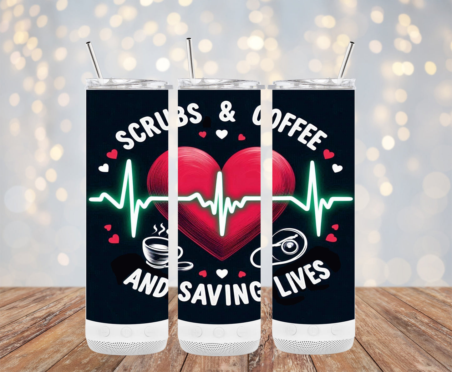 Scrubs Coffee and Saving Lives Graphic Tumbler product