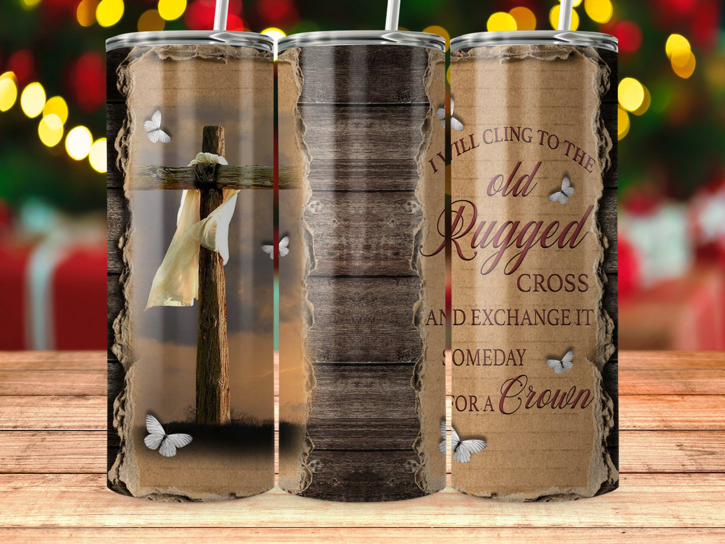 Inspirational Scripture Old Rugged Cross Tumbler product