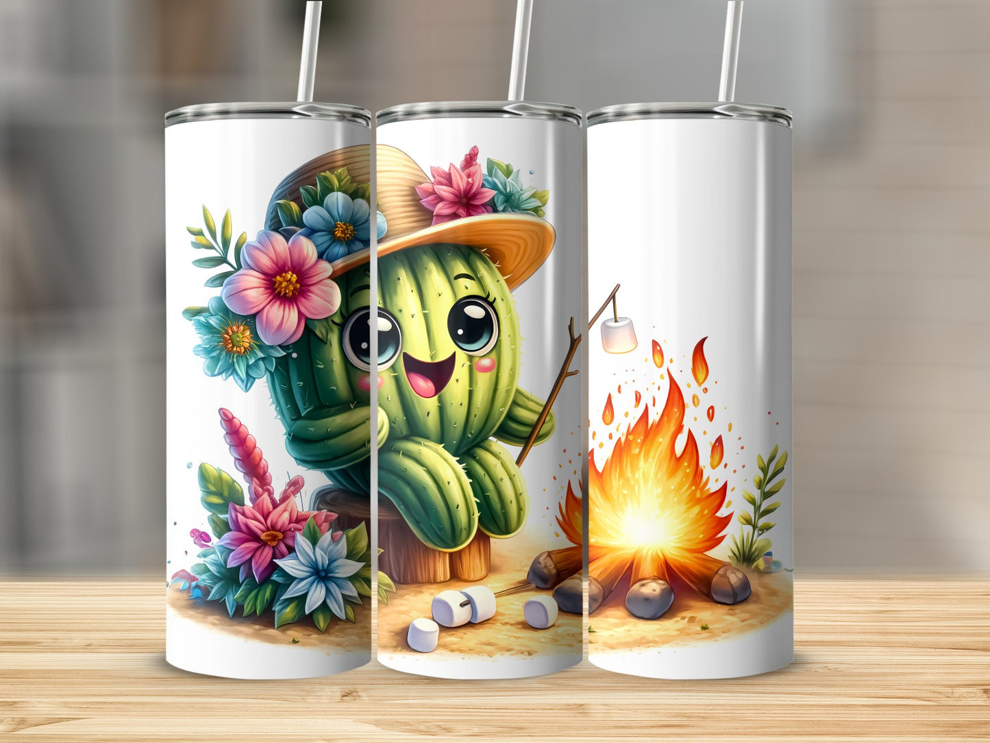 Cute Cactus and Campfire Themed Tumbler product type