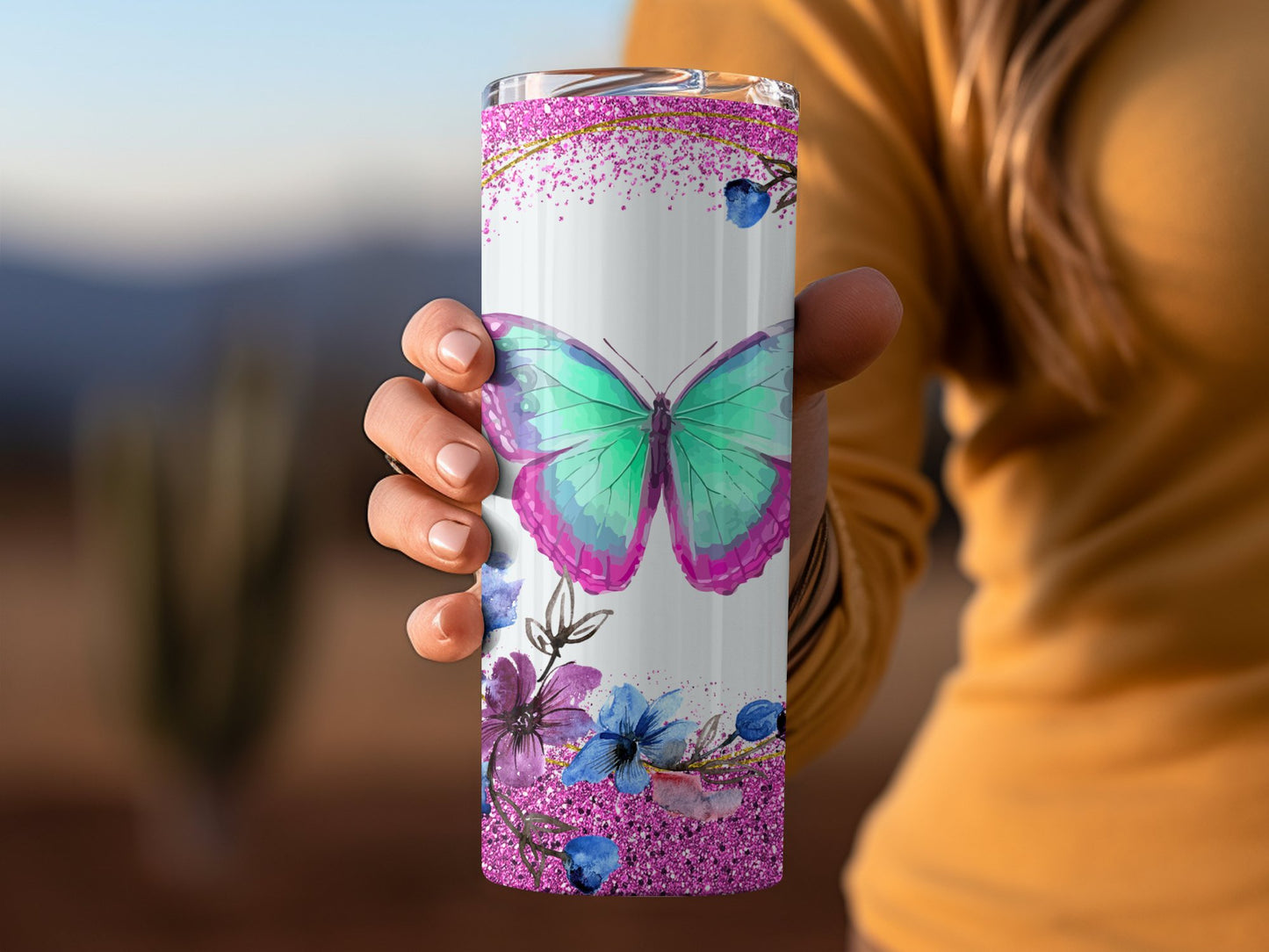 Colorful Butterfly and Flowers Tumbler for Drinkware product type