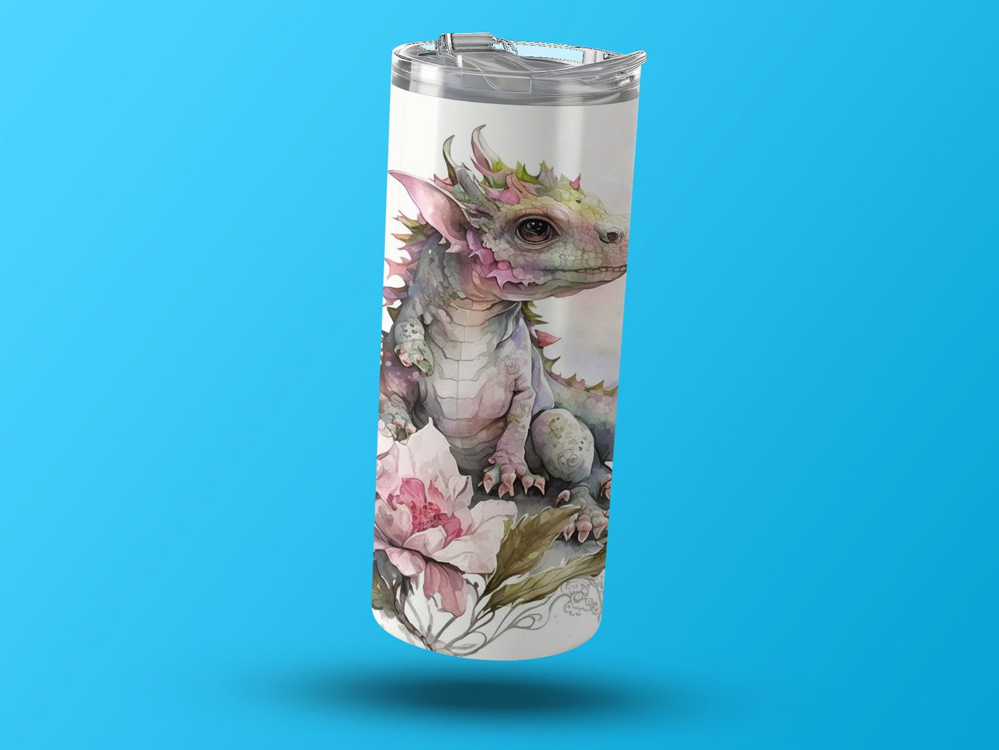 Adorable Dragon Art Floral Design Tumbler product type
