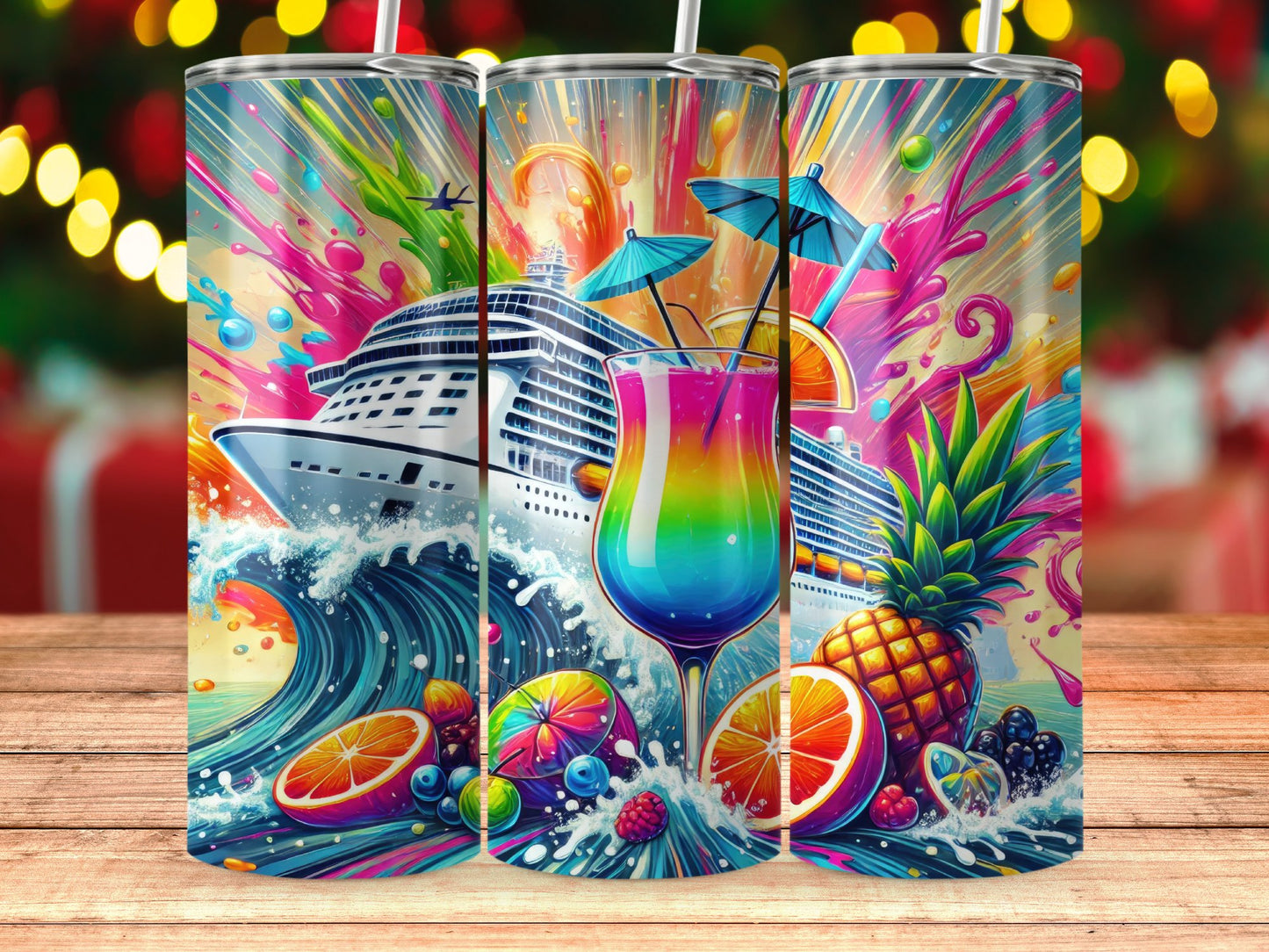 Colorful Cruise Ship and Cocktail Tumbler product