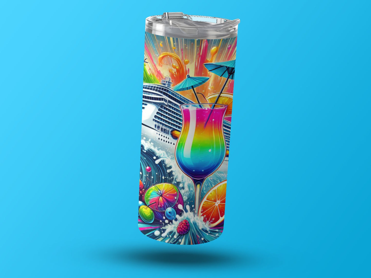 Vibrant Cruise Vacation Themed Tumbler with Straw product